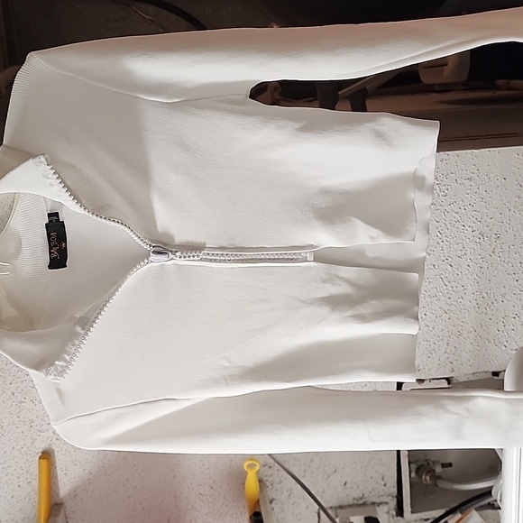 NWT Dolls Kill , Sexy , Sparkly White Long Sleeved Zip Up Popped Collar … - Picture 14 of 14